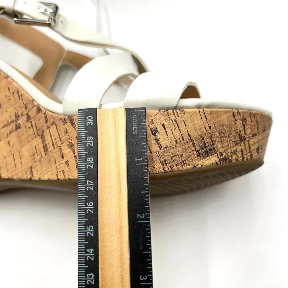 Franco Sarto Womens Size 10 Stallion White Faux‎ Leather Wedges Sandals Shoes